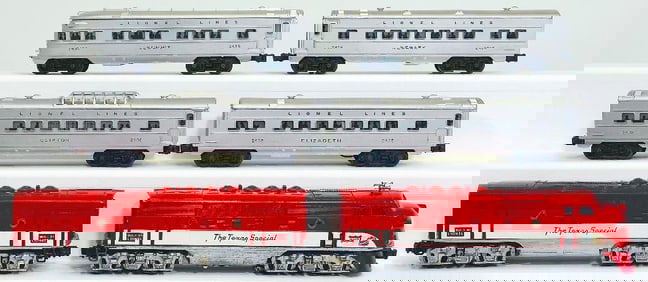Lionel Postwar O Gauge 2245 Texas Special A -B Diesel and 2434 -2436 -245 -2432 red letter Cars