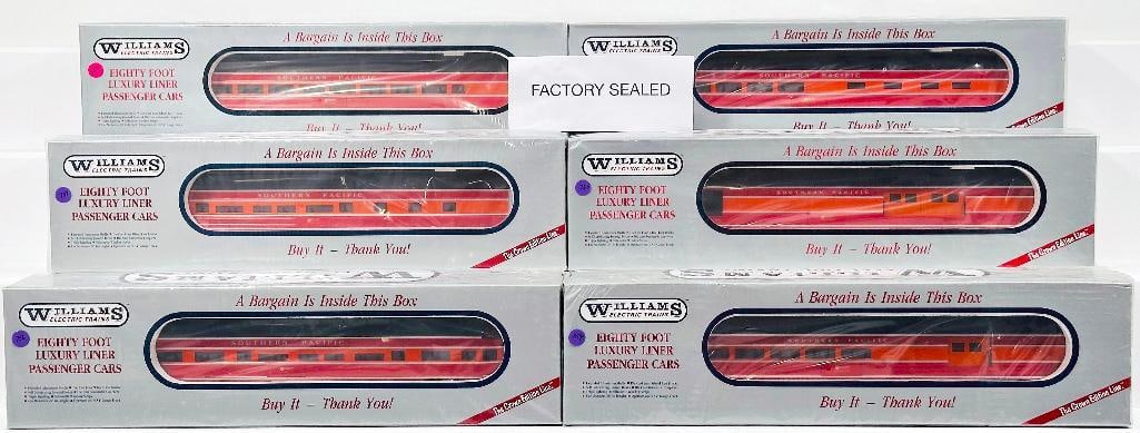 Williams Modern O Gauge Six (6) Assorted 80 foot Luxury Liner Southern Pacific Passenger Cars Boxed (1 of 5)