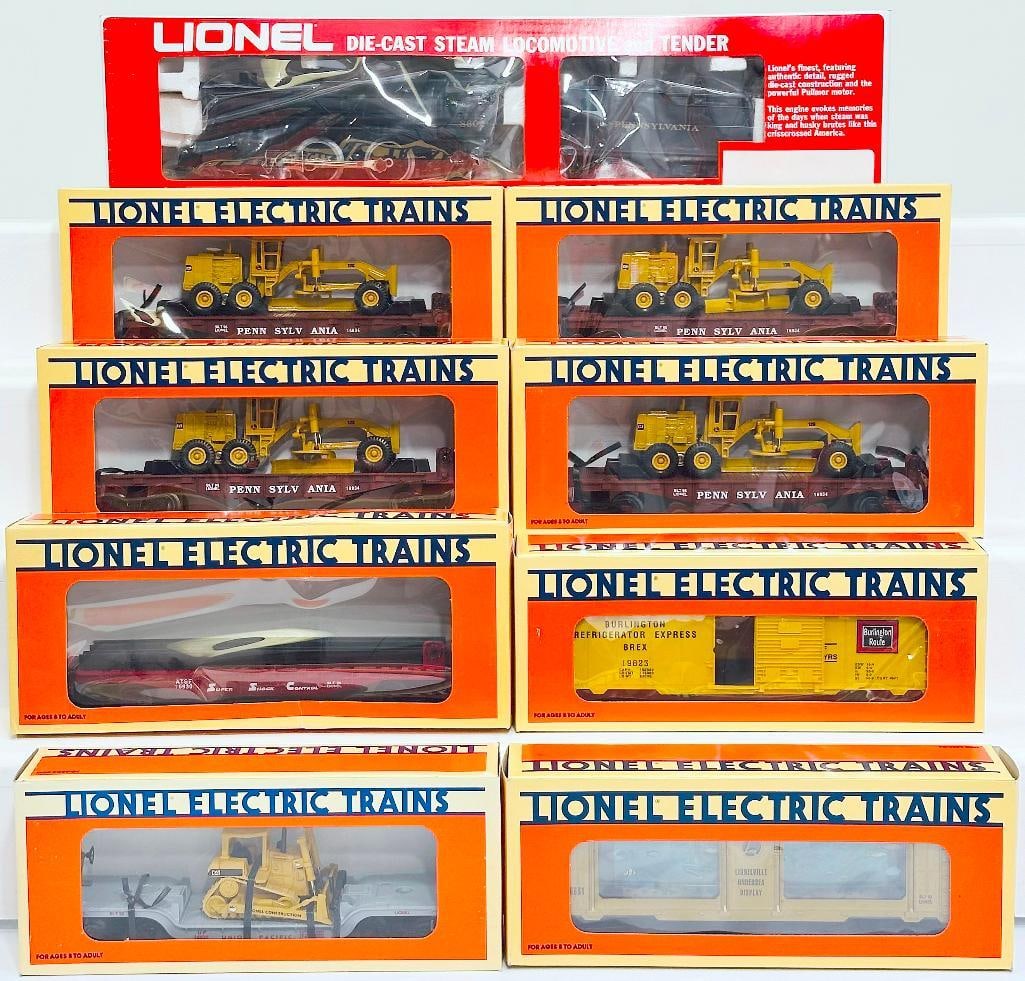 Lionel Modern O Gauge Pennsy 4?4?2 Steamer and Square Back Tender and Five (5) Assorted Freight Cars (1 of 5)