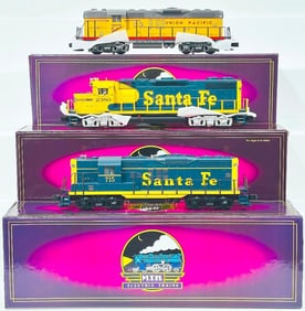 MTH Modern O Gauge EMD Union Pacific GP - 9 Diesel Switcher with PS 1.0/EMD Santa Fe GP - 9 Diesel