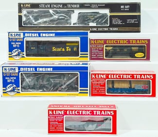 K-Line Modern O Gauge Santa Fe Steam Engine and Tender/Santa Fe MP?15 Switcher/Southern Pacific Dual