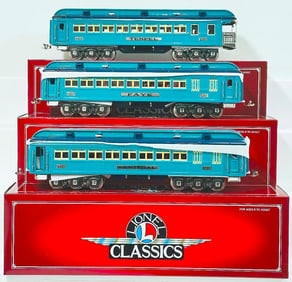 Lionel Modern Classics Standard Gauge Three (3) Assorted Blue Comet Passenger Cars Boxed