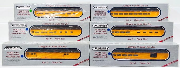Williams Modern O Gauge 80 foot Luxury Liner Union Pacific Passenger Cars Six (6) Assorted