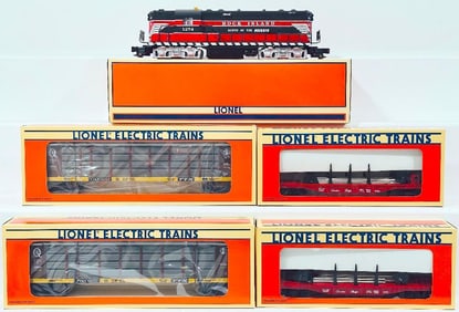 Lionel Modern O Gauge GP - 7 Rock Island Switcher and Four (4) Assorted Freight Cars