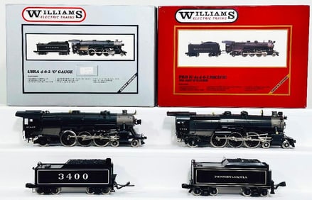 Williams Modern O Gauge Pennsylvania K - 4S 4 - 6 - 2 Pacific Locomotive and Tender and ATSF USRA