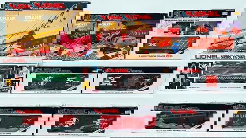 Lionel Modern O Gauge Burlington SW?1 Switcher/Crane Assembly Kit X2/Shovel Assembly Kit X2