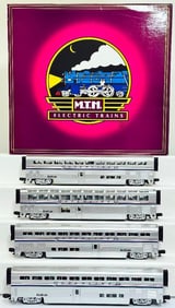 MTH Modern O Gauge Amtrak - 5 stripe 4 - Car 70 foot ABS Superliner II Phase IV Paint Scheme Boxed