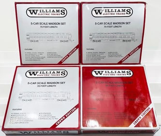 Williams Modern O Gauge Santa Fe 5 Car scale Madison Set/Pennsylvania Green 5 Car Scale Madison Set