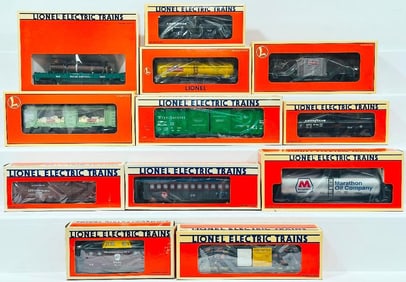 Lionel Modern O Gauge Twelve (12) Assorted Freight Cars Boxed