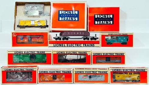 Lionel Modern O Gauge Twelve (12) Assorted Freight Cars Boxed