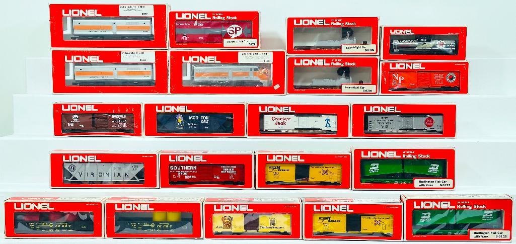 Lionel O Gauge Western Pacific Alco A Powered Diesel/Western Pacific Alco B Dummy Unit Diesel Boxed: Lionel O Gauge Western Pacific Alco A Powered Diesel and Western Pacific Alco B Dummy Unit Diesel Boxed X2 and Eighteen (18) Assorted Freight Cars Boxed, including Western Pacific Alco Diesel Units A