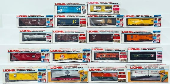 Lionel Modern O Gauge Eighteen (18) Assorted Freight Cars Boxed