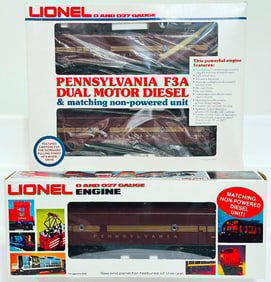 Lionel Modern O Gauge Pennsylvania F3?A Dual Motor Diesel/Tuscan Red Pennsylvania F?3B Nonpowered