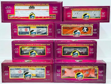 MTH Modern O Gauge Eight (8) Assorted Freight Cars Boxed