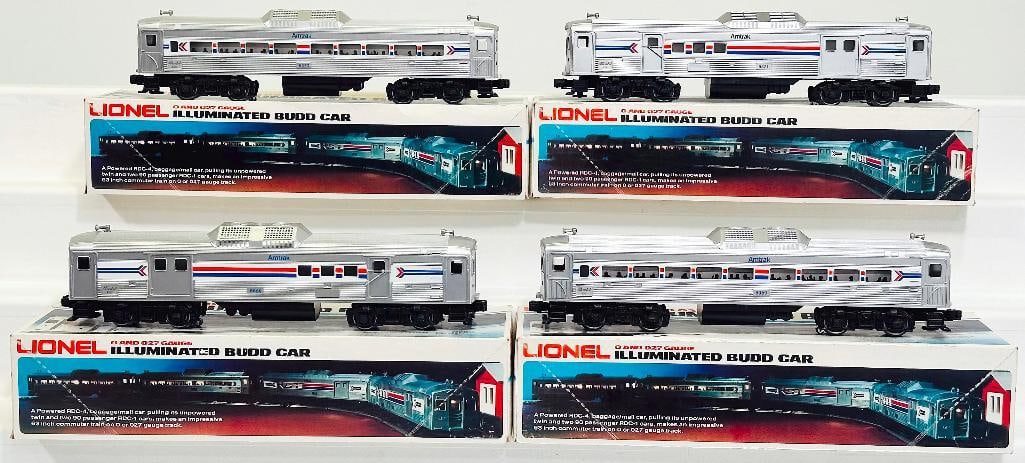 Lionel Modern O Gauge Amtrak 90 Passenger RDC?1/Amtrak Dummy RDC?4 Baggage and Mail Car/Amtrak RDC: Lionel Modern O Gauge Amtrak 90 Passenger RDC - 1/Amtrak Dummy RDC - 4 Baggage and Mail Car/Amtrak RDC - 4 Baggage/Mail Car/Amtrak 90 Passenger RDC - 1, each in C9 and each with its original box.