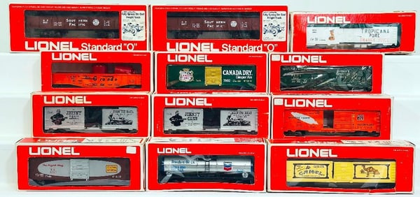 Lionel Modern O Gauge Twelve (12) Assorted Freight Cars Boxed