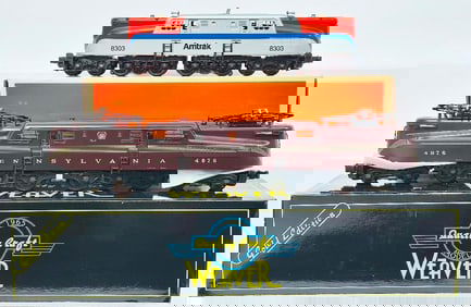 Lionel Modern O Gauge Amtrak GG1 Electric Locomotive and Weaver Modern O Gauge PRR Tuscan Red GG1