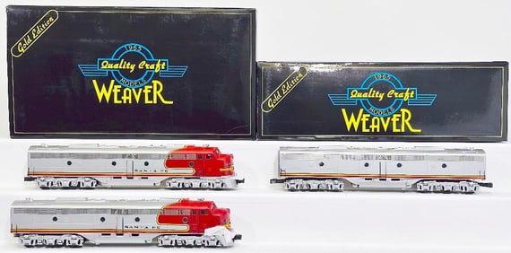 Weaver Modern O Gauge ATSF Warbonet EMD E - 8 A - A Diesel Units with PS 1.0 and ATSF Warbonet EMD