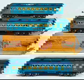 Lionel Prewar Standard Gauge 420 - 421 - 422 Nickel Blue Comet Passenger Cars