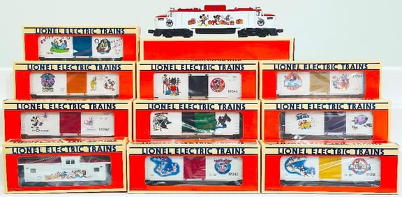 Lionel Modern O Gauge Disney Electric Engine #6 18311 and Ten (10) Freight Cars Boxed