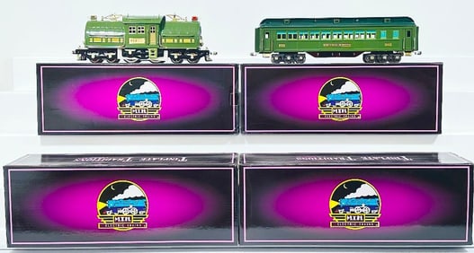 MTH Modern Tinplate Traditions Wide Gauge two-tone green 381E Electric Locomotive/3 Car State Cars