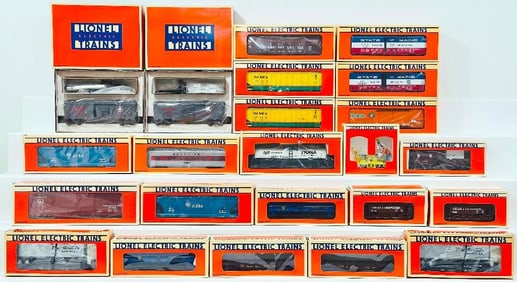Lionel Modern O Gauge Twenty-Three (23) Assorted Freight Cars Boxed