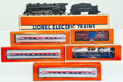 Lionel Modern O Gauge B & A Hudson steam Locomotive and Tender and Assorted Freight Cars Boxed