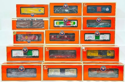 Lionel Modern O Gauge Fifteen (15) Assorted Freight Cars Boxed