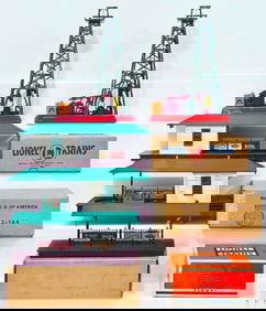 Lionel Postwar O Gauge 455 Oil Derrick and Pumper X2/356 Automatic Freight Station X2/111 Trestle