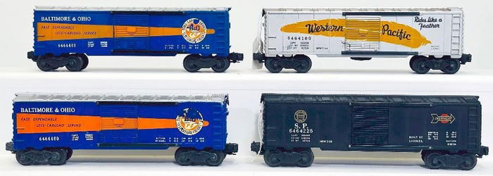 Lionel Postwar O Gauge Four (4) Assorted 6464 Box Cars