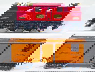 Ives Prewar Wide Gauge 3241R Electric Locomotive and 192 Box Car