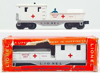 Lionel Postwar O Gauge 6814 Rescue Unit Caboose and 6814 Rescue Unit Caboose with Box