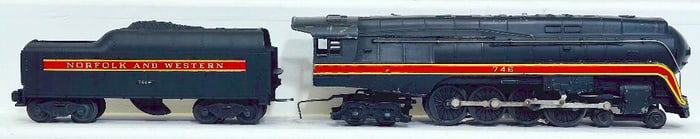 Lionel Postwar O Gauge 746 Norfolk and Western Steam Locomotive and Short Stripe 746W Tender
