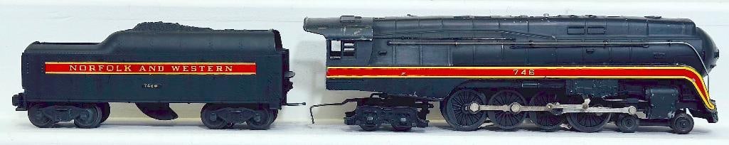 Lionel Postwar O Gauge 746 Norfolk and Western Steam Locomotive and Short Stripe 746W Tender (1 of 6)