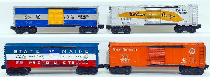 Lionel Postwar O Gauge Four (4) Assorted 6464 Box Cars