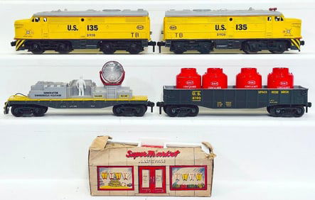 Kusan Postwar O Gauge United States Army A - A Alco Diesel Units - 4190 Research Gondola