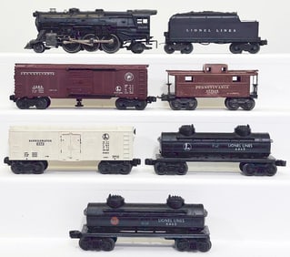 Lionel Postwar O Gauge 2025 Steam Locomotive and 2466WX Tender with 3484 - 6472 - 6465 X2 - 2675