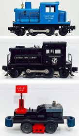Lionel Postwar O Gauge 69 Track Maintenance Car - 51 Navy Yard Switcher - 41 U.S. Army Switcher