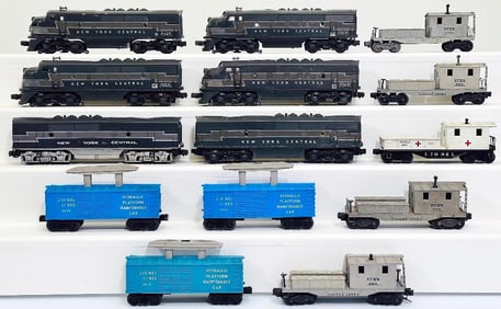 Lionel Postwar O Gauge Six (6) Assorted New York Central F3 Diesel Units and Five Assorted Cabooses