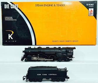 K-Line Modern O Gauge New York Central 4 – 6 – 4 J1e Hudson No. 5343 Steam Locomotive and Tender