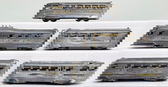 American Flyer Prewar O Gauge 9900 5 Car Burlington Zephyr Streamliner Set