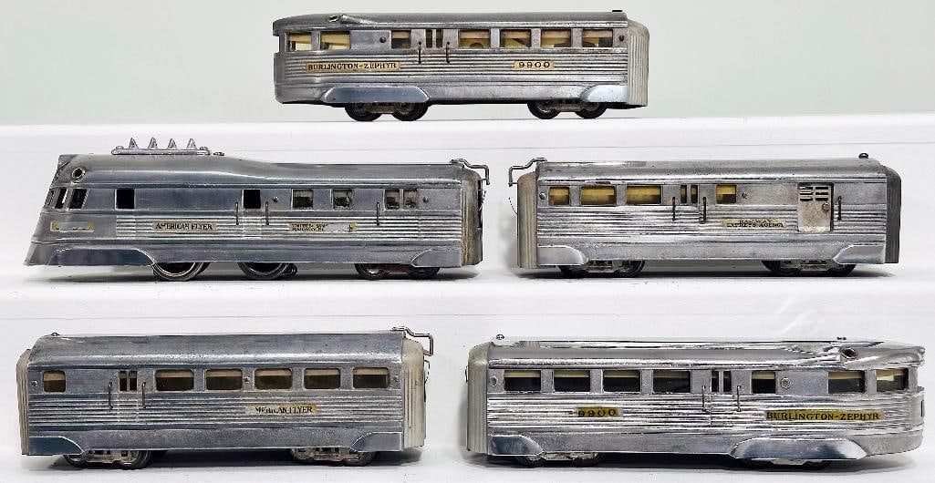 American Flyer Prewar O Gauge 9900 5 Car Burlington Zephyr Streamliner Set (1 of 6)