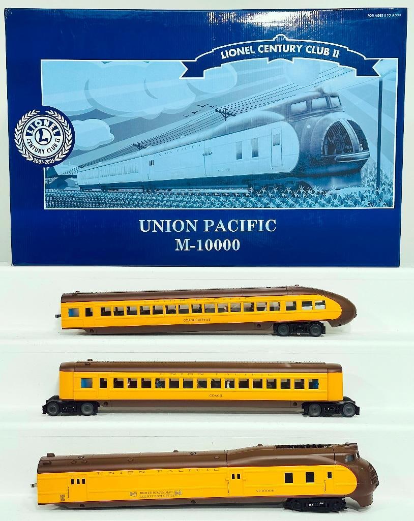 Lionel Modern O Gauge Union Pacific M–10000 Lionel Century Club II #6–51007 Streamliner Set: Lionel Modern O Gauge Union Pacific M – 10000 Lionel Century Club II #6 – 51007 Streamliner Set Boxed, in C9 and with its original box.