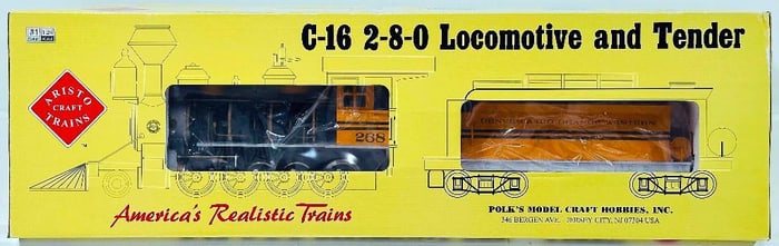 Aristo Craft Trains Modern G Scale Denver & Rio Grande Western C-16 2-8-0 Steam Locomotive & Tender