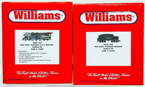 Williams Modern O Gauge HUD 125 Diecast Santa Fe Hudson 4-6-4 Engine and Tender Boxed