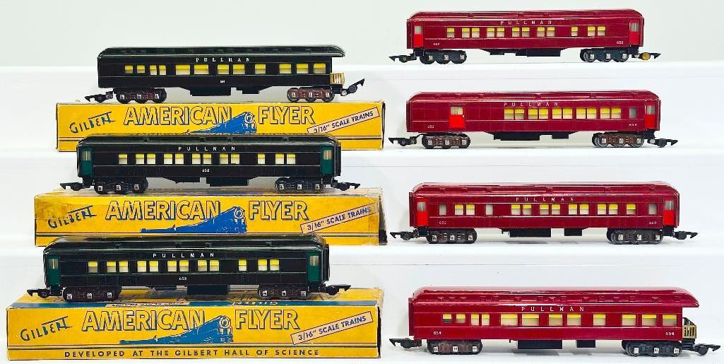 American Flyer Postwar S Gauge Red Madison 652 - 652 - 653 - 654 Heavyweight Passenger Cars and 652 (1 of 7)