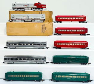 American Flyer Postwar S Gauge Santa Fe Alco 360 and 361 A-B Diesel Units Boxed and 661 Pullman 