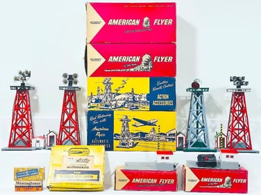 American Flyer Postwar O Gauge No. 774 Floodlight Tower-23774 Floodlight Tower-23601 Crossing Gate