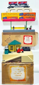 American Flyer Postwar S Gauge 779 Oil Drum Loader - 23830 Piggyback Unloader and Car - 586F Wayside