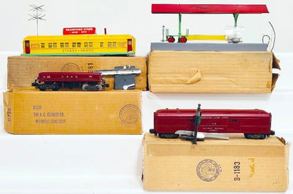 American Flyer Postwar S Gauge 918 Mail Pickup Car/586F Wayside Station/767 Roadside Diner/919 Opera